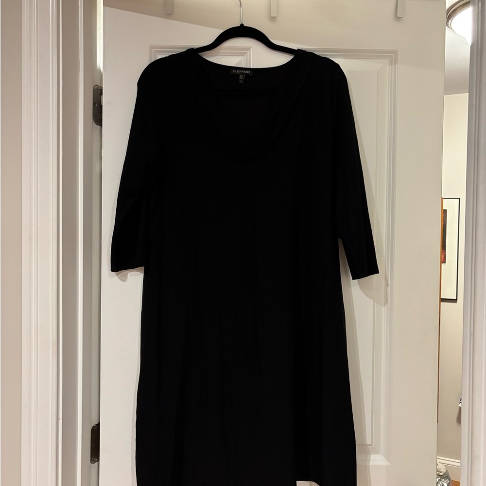 Eileen Fisher Black 3/4 Sleeve Dress